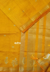 Mango Yellow - Raaga - Lightweight Semi tussar saree with small floral border with buttas