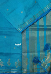 Ananda Blue - Raaga - Lightweight Semi tussar saree with small floral border with buttas
