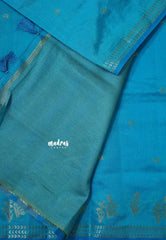 Ananda Blue - Raaga - Lightweight Semi tussar saree with small floral border with buttas