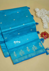 Ananda Blue - Raaga - Lightweight Semi tussar saree with small floral border with buttas