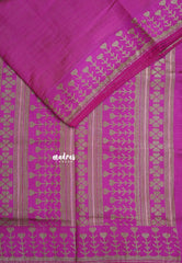 Dual Shade Magenta - Raaga - Semi Tussar Heart Stripes Border with piping