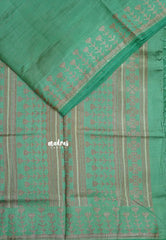 Dual Shade Seafoam Green - Raaga - Semi Tussar Heart Stripes Border with piping