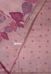 Onion Pink - Raaga - Lightweight Semi tussar thread weaving leaf border