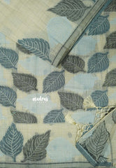 Creamy Half white - Raaga - Lightweight Semi tussar thread weaving leaf border
