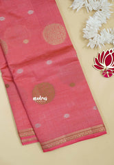 Rose Pink - Raaga - Semi Tussar Saree Thread Weaving  Buttas with Tiny Border