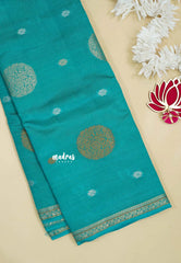 Teal Blue - Raaga - Semi Tussar Saree Thread Weaving  Buttas with Tiny Border