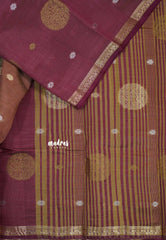 Wine brown - Raaga - Semi Tussar Saree Thread Weaving  Buttas with Tiny Border