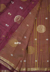 Wine brown - Raaga - Semi Tussar Saree Thread Weaving  Buttas with Tiny Border