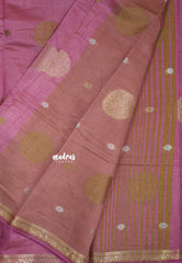 Onion Pink - Raaga - Semi Tussar Saree Thread Weaving  Buttas with Tiny Border