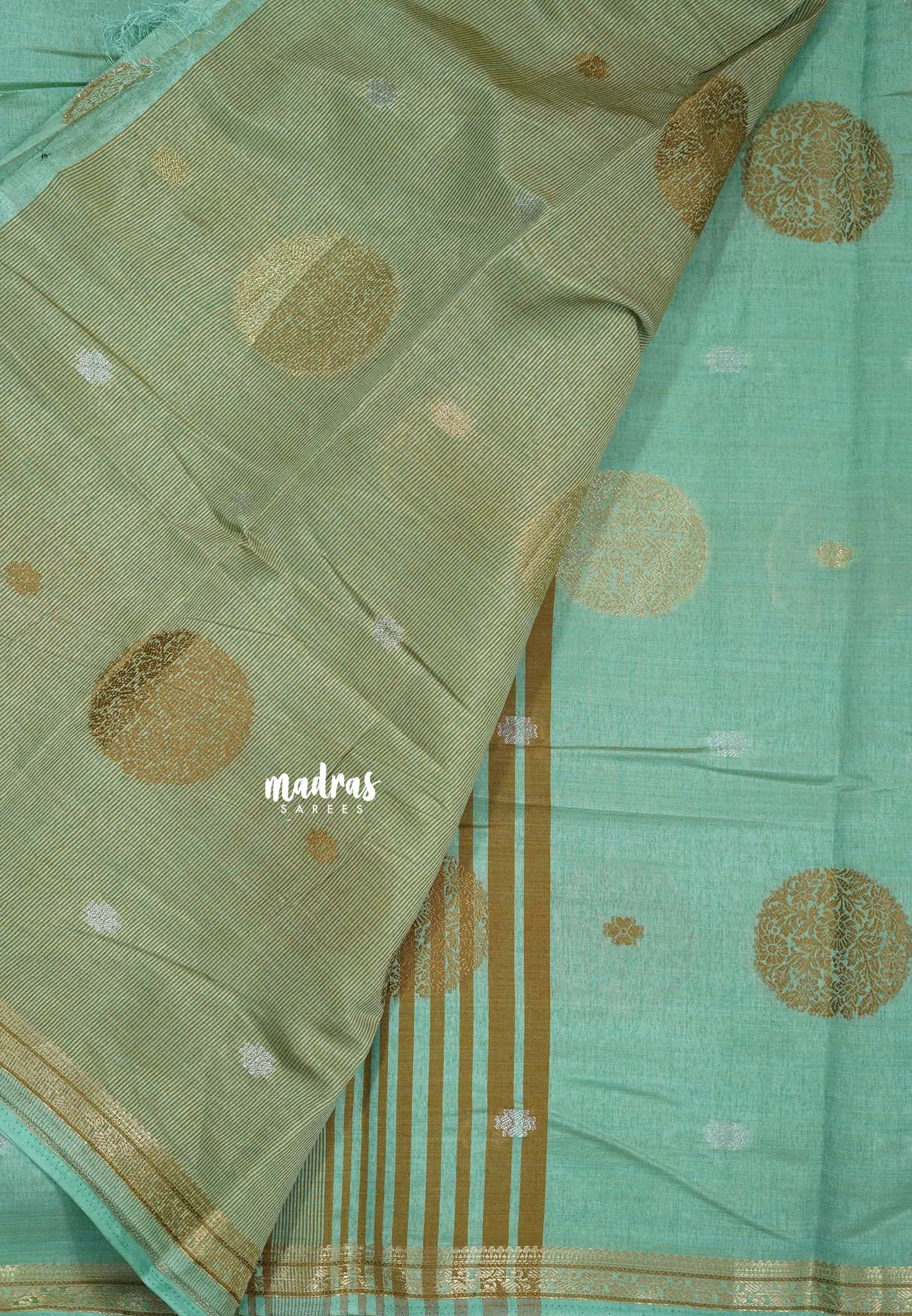Pastel Green - Raaga - Semi Tussar Saree Thread Weaving  Buttas with Tiny Border