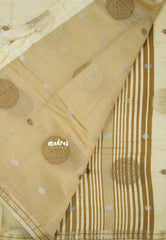 Ivory Cream  - Raaga - Semi Tussar Saree Thread Weaving  Buttas with Tiny Border