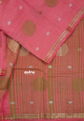 Rose Pink - Raaga - Semi Tussar Saree Thread Weaving  Buttas with Tiny Border
