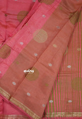 Rose Pink - Raaga - Semi Tussar Saree Thread Weaving  Buttas with Tiny Border