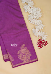 Magenta - Raaga - Semi Tussar Plain body with Vanamaya Border