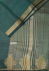 Mystic Bottle Green - Raaga - Semi Tussar Plain body with Vanamaya Border
