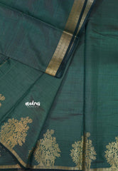 Mystic Bottle Green - Raaga - Semi Tussar Plain body with Vanamaya Border