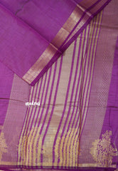 Magenta - Raaga - Semi Tussar Plain body with Vanamaya Border