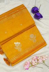 Orange Yellow - Raaga - Lightweight Semi tussar saree with zari bloom border with buttas - Perfect for Festive Moments