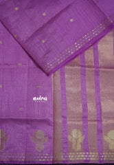 Magenta Lavender - Raaga - Lightweight Semi tussar saree with zari bloom border with buttas - Perfect for Festive Moments