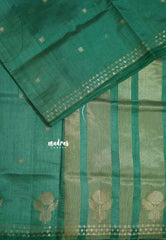 Seafoam Green - Raaga - Lightweight Semi tussar saree with zari bloom border with buttas - Perfect for Festive Moments