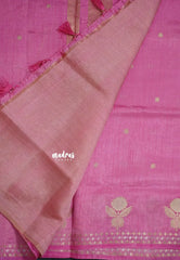 Onion Pink - Raaga - Lightweight Semi tussar saree with zari bloom border with buttas - Perfect for Festive Moments