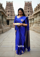 (PRE-BOOKING) MS Blue - Hamsavalli – Soft Silk Elegance saree with temple weaving rich pallu