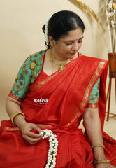 Roja Raagam – Red Mangalgiri Saree with Double Blouse Combo