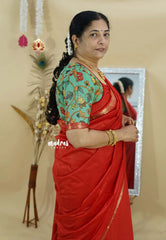 Roja Raagam – Red Mangalgiri Saree with Double Blouse Combo