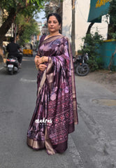 Midnight Brown - Seetha - Soft Mangalore silk floral design with Border - Best for Festive Wear