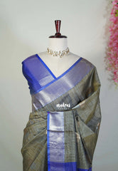 Olive Tone Shade - Ramyam -  Soft Jute Banarasi Silk with Contrast Pallu and Blouse - Perfect for Pooja Functions