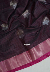 Winered Shade - Ramyam -  Soft Jute Banarasi Silk with Contrast Pallu and Blouse - Perfect for Pooja Functions
