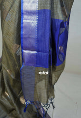 Olive Tone Shade - Ramyam -  Soft Jute Banarasi Silk with Contrast Pallu and Blouse - Perfect for Pooja Functions