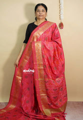 Pink - Rathi - Dual shade Semi Mysore silk pochampalli ikkat prints