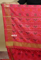 Pink - Rathi - Dual shade Semi Mysore silk pochampalli ikkat prints
