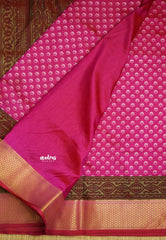 Rathi - Dual shade Semi Mysore silk with Bagru pattern - Rani Pink