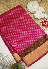 Rathi - Dual shade Semi Mysore silk with Bagru pattern - Rani Pink