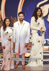 Ivory Cream - Aathini - Tamizh Words Handblock Printed Bamboo Cotton Double Blouse Combo