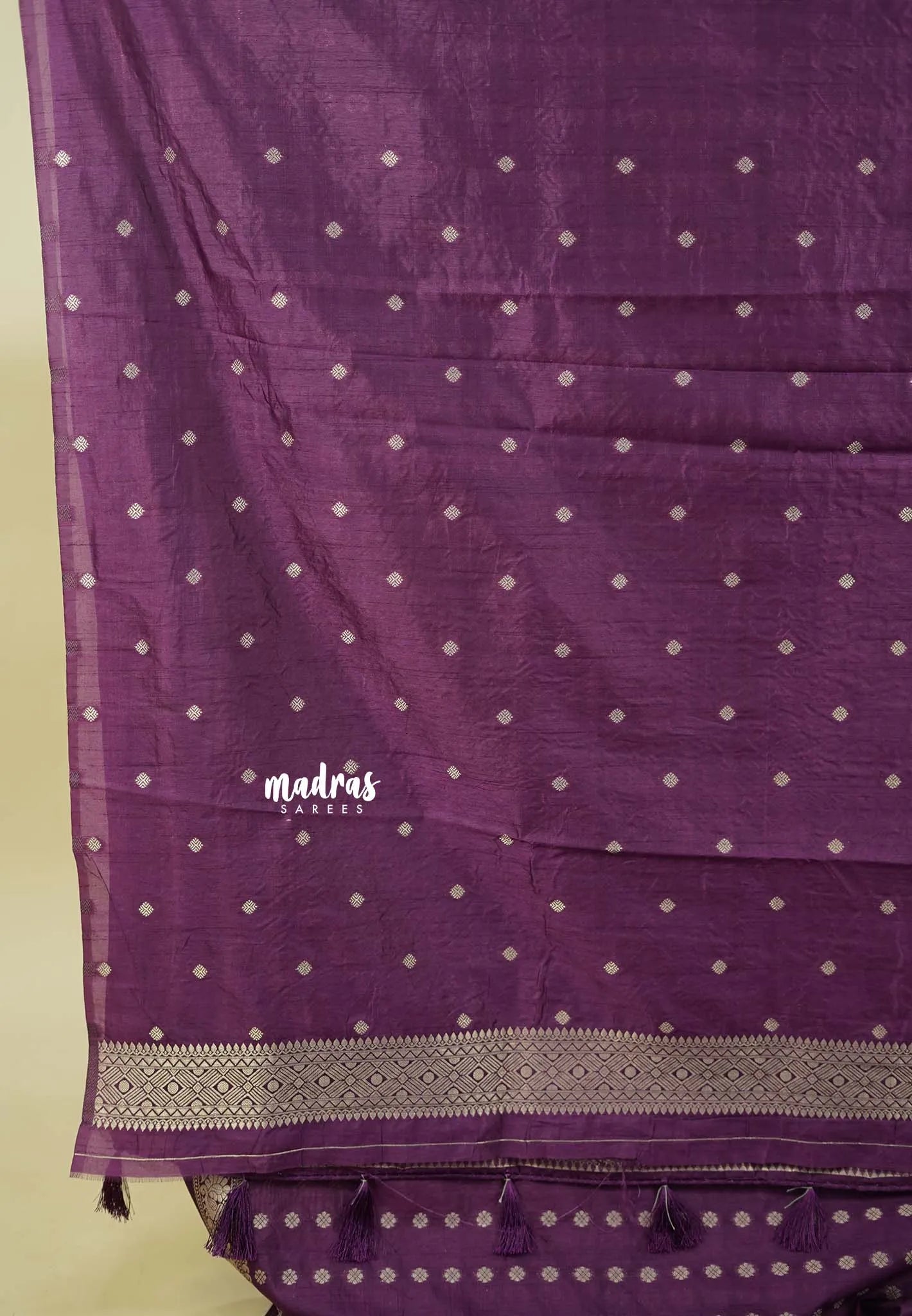 Jamun Purple - Raaga - Premium Raw Mango silk saree with Rettabeta Border and Buttas