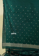 Dark Green - Raaga - Premium Raw Mango silk saree with Rettabeta Border and Buttas