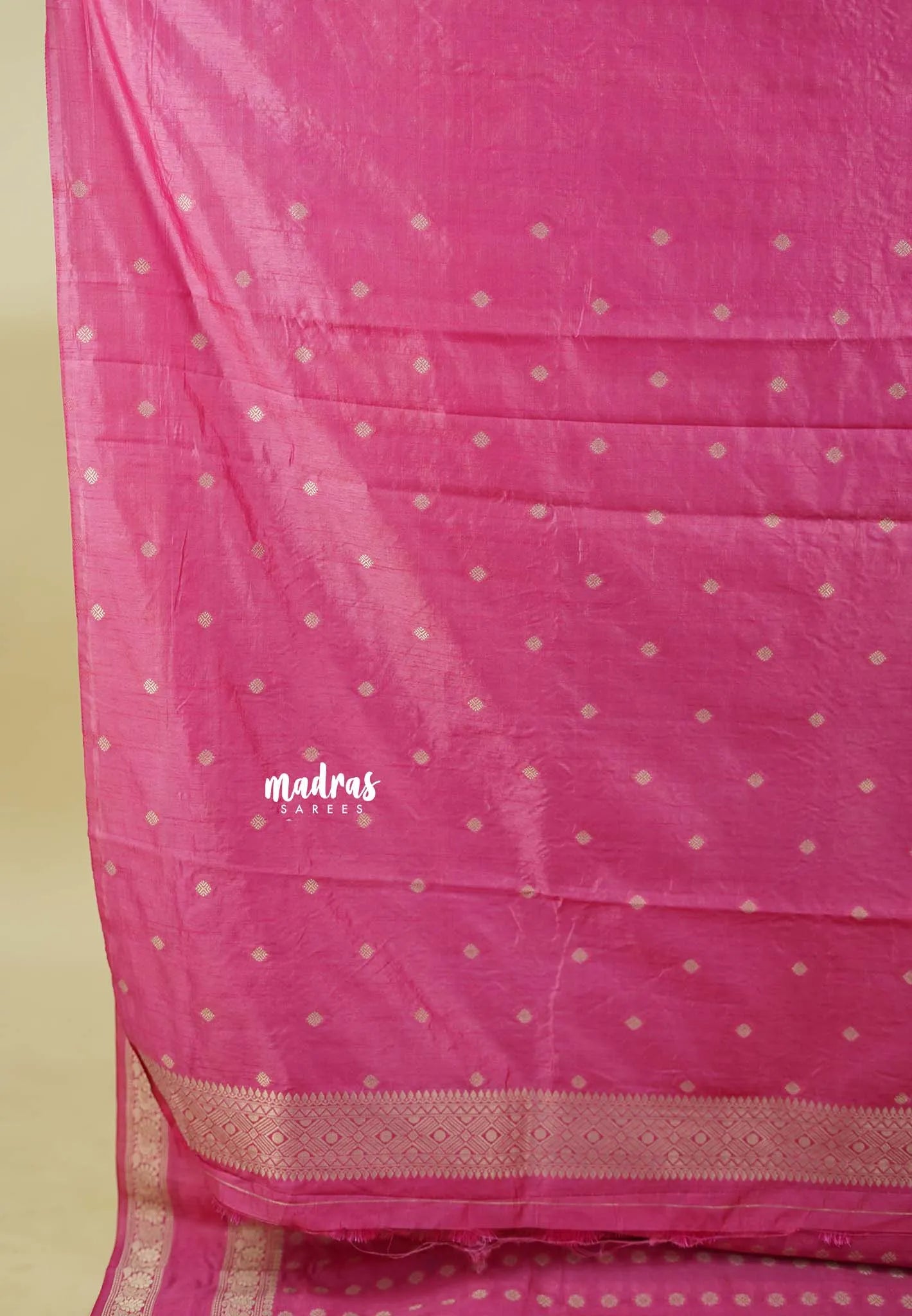 Rose Pink - Raaga - Premium Raw Mango silk saree with Rettabeta Border and Buttas