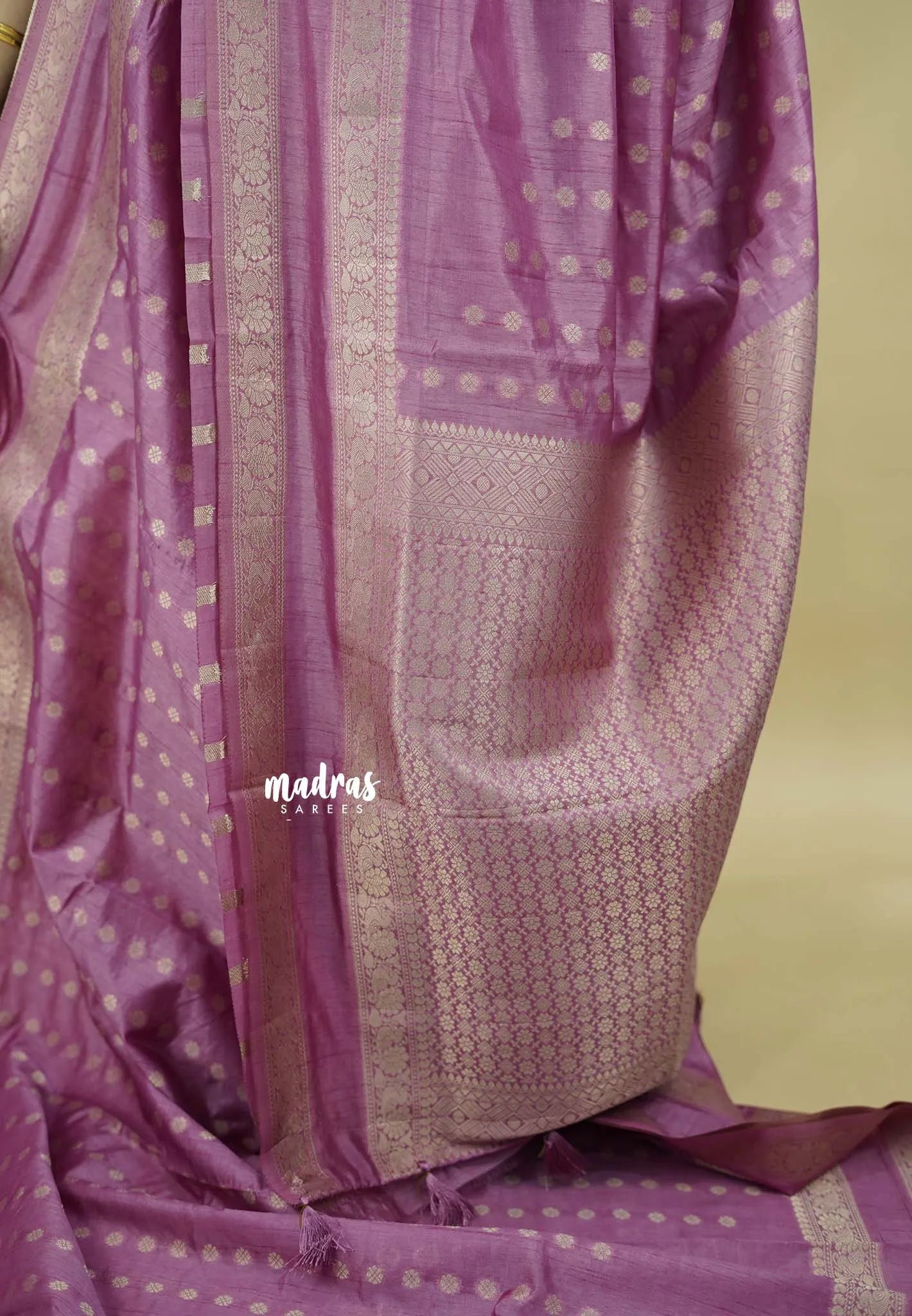 Onion Pink - Raaga - Premium Raw Mango silk saree with Rettabeta Border and Buttas
