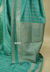 English Green - Raaga - Premium Raw Mango silk saree with Rettabeta Border and Buttas