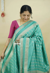 English Green - Raaga - Premium Raw Mango silk saree with Rettabeta Border and Buttas