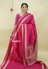 Queen's Pink - Raaga - Premium Raw Mango silk saree with Rettabeta Border and Buttas
