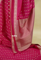 Queen's Pink - Raaga - Premium Raw Mango silk saree with Rettabeta Border and Buttas