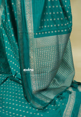 Teal Green- Raaga - Premium Raw Mango silk saree with Rettabeta Border and Buttas