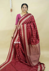Majestic Maroon - Raaga - Premium Raw Mango silk saree with Rettabeta Border and Buttas