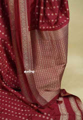 Majestic Maroon - Raaga - Premium Raw Mango silk saree with Rettabeta Border and Buttas