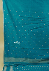 Teal Blue - Raaga - Premium Raw Mango silk saree with Rettabeta Border and Buttas