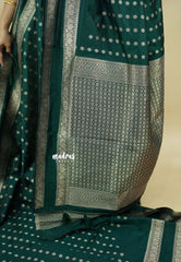 Dark Green - Raaga - Premium Raw Mango silk saree with Rettabeta Border and Buttas